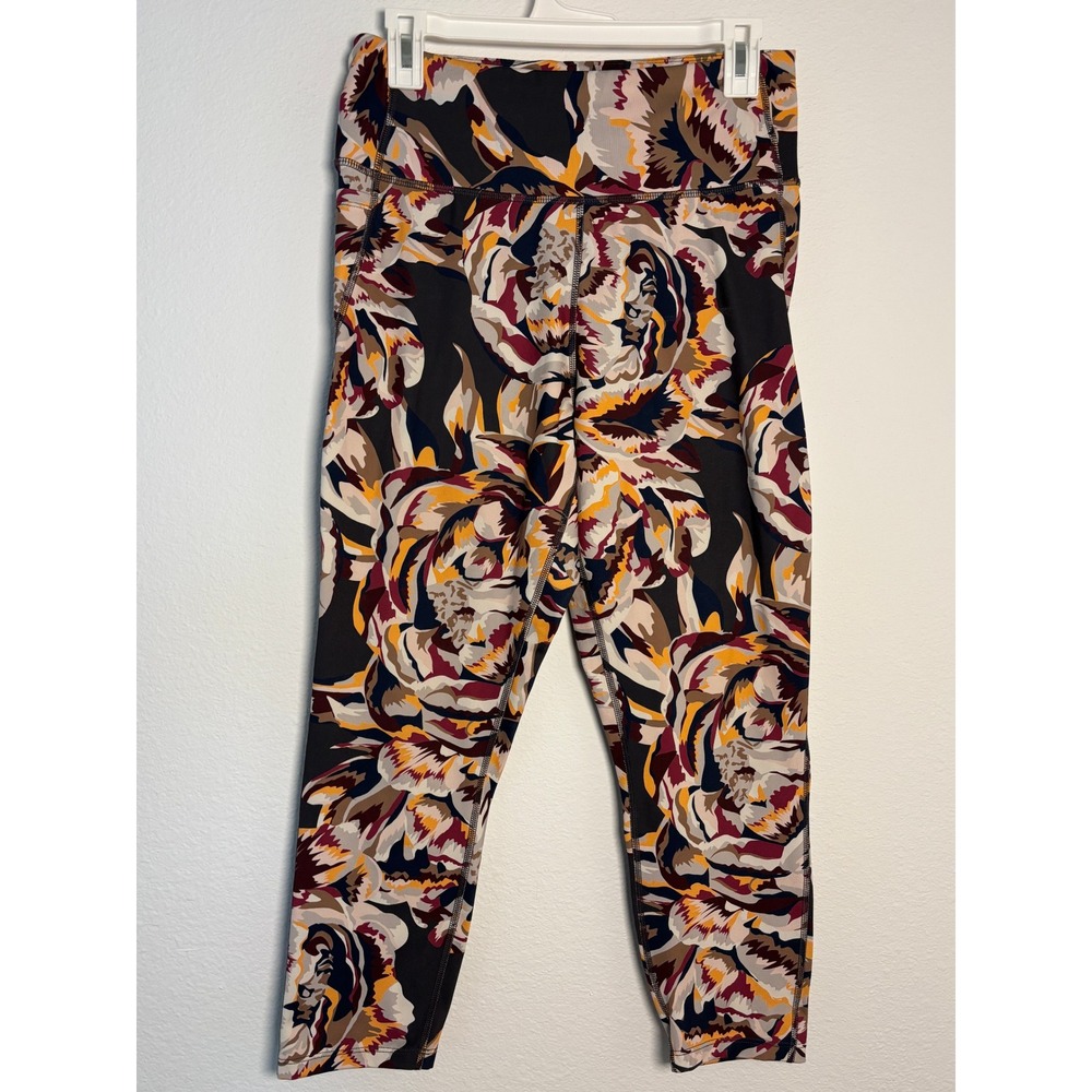 N by Natori Floral Print Leggings Womens Large Pockets High Waist Yoga Pants